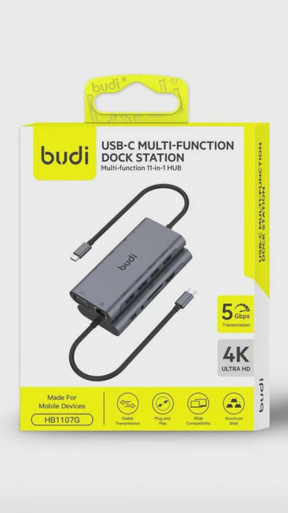 Budi 11-in-1 USB-C Docking Station HDMI VGA Ethernet SD TF Hub USB Hub FoneFunShop