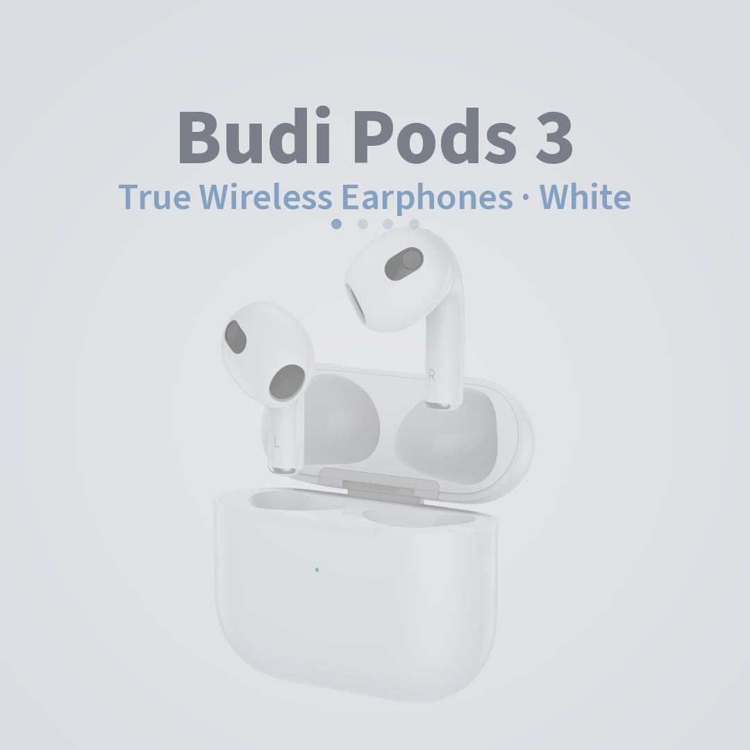 Budi True Wireless Earphones Pods 3 White Earphones FoneFunShop