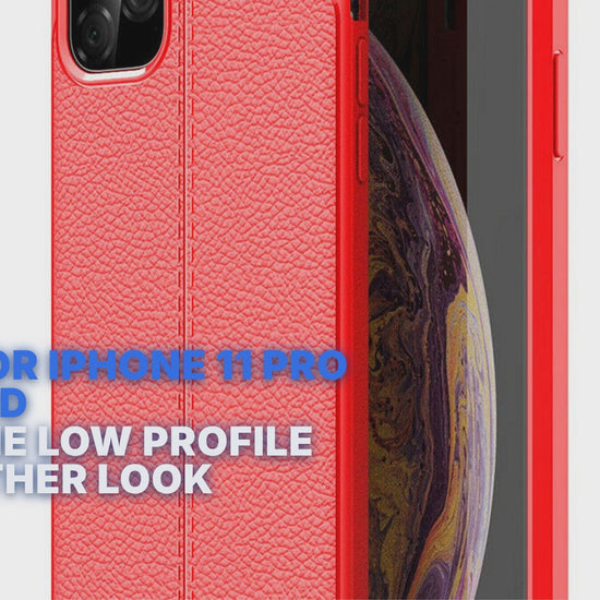 Case For iPhone 11 Pro Max Red Slimline Low Profile PU Leather Look Case Cover FoneFunShop
