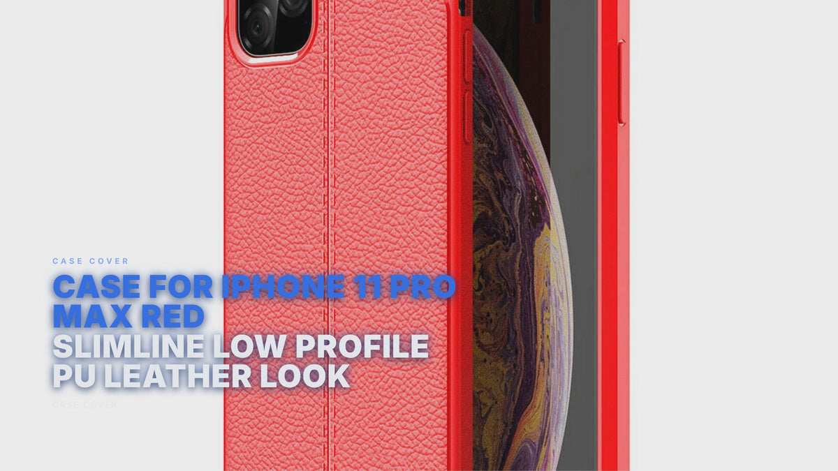 Case For iPhone 11 Pro Max Red Slimline Low Profile PU Leather Look Case Cover FoneFunShop