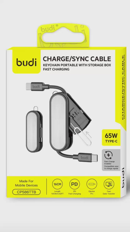 Budi Type-C to 8 Pin Charge / Sync Cable Portable Keychain 27W Cable FoneFunShop