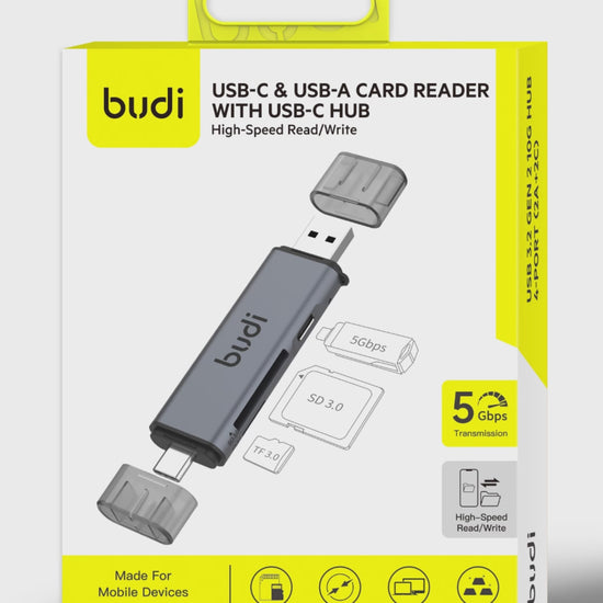 Budi USB-C and USB-A Card Reader with USB-C Hub SD TF 5Gbps Card Reader FoneFunShop