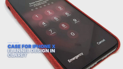 Case For iPhone X Flannel Design in Claret Case Cover FoneFunShop