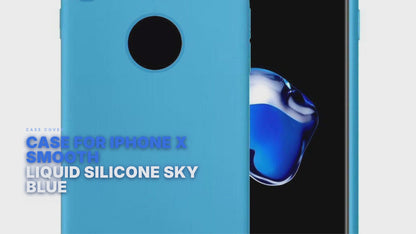 Case For iPhone X Smooth Liquid Silicone Sky Blue Case Cover FoneFunShop