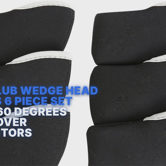 Golf Club Wedge Head Covers 6 Piece Set 48, 52, 54, 56, 58, 60 Degrees Headcover Protectors Black with White Numbers. Golf Accessorise FoneFunShop