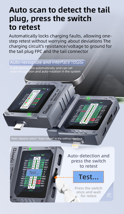 QianLi iBridge A3 Port Tester for Type-C / 8-Pin Interface - Automatic Recognition Analyzer and Diagnostic Tool Phone Repair Tools FoneFunShop