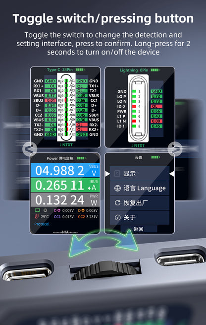 QianLi iBridge A3 Port Tester for Type-C / 8-Pin Interface - Automatic Recognition Analyzer and Diagnostic Tool Phone Repair Tools FoneFunShop