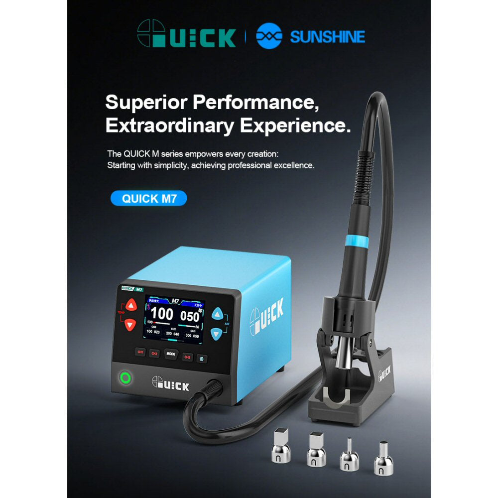 QUICK M7 110v 1000W Intelligent Lead-free Soldering Station 9-channel Intelligent Desoldering Solder FoneFunShop