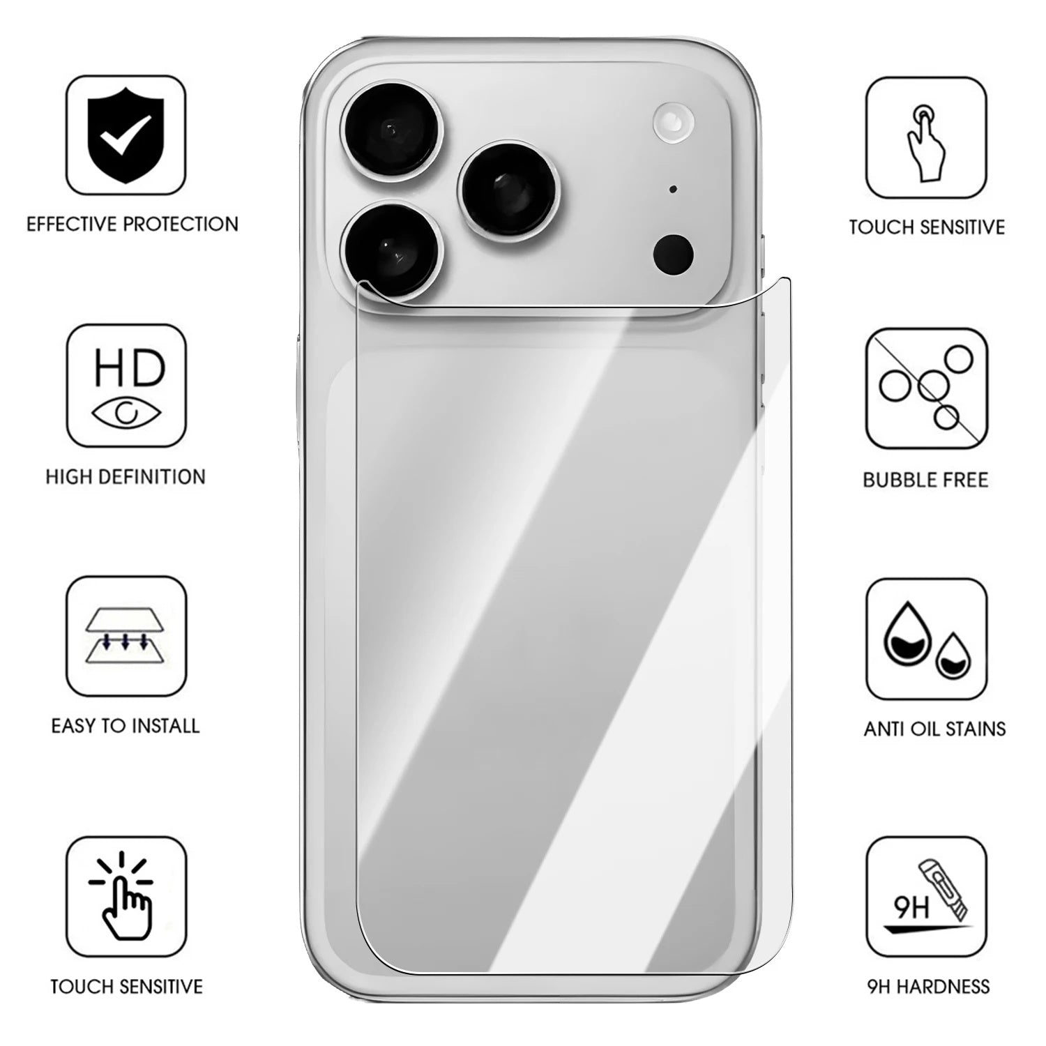 Back Protector For iPhone 17 Pro Rear Tempered Glass Protection Screen Protector FoneFunShop