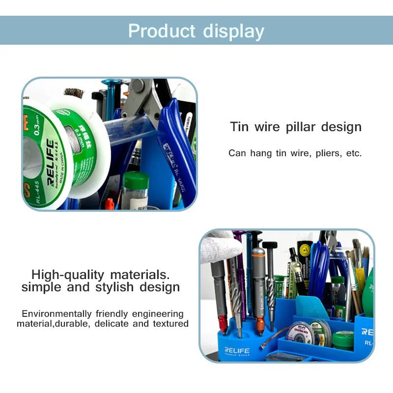 360 Rotating Stepped Tool Organizer Phone Repair Storage Rack RELIFE RL-001H - Grey Tool Organizer Storage FoneFunShop