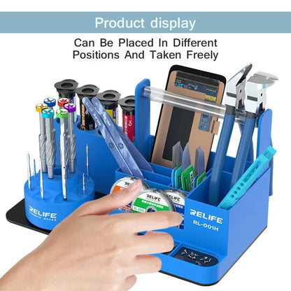360 Rotating Stepped Tool Organizer Phone Repair Storage Rack RELIFE RL-001H - Grey Tool Organizer Storage FoneFunShop