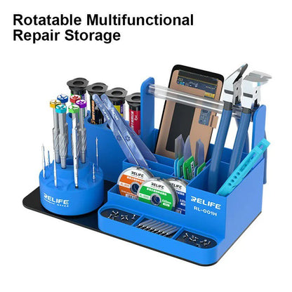 360 Rotating Stepped Tool Organizer Phone Repair Storage Rack RELIFE RL-001H - Blue Tool Organizer Storage FoneFunShop