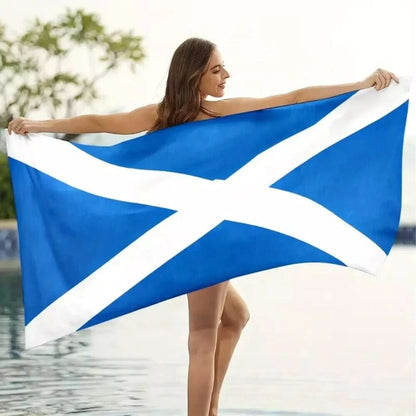 100% Cotton Scottish Flag Saltire Saint Andrews Printed Beach Towel