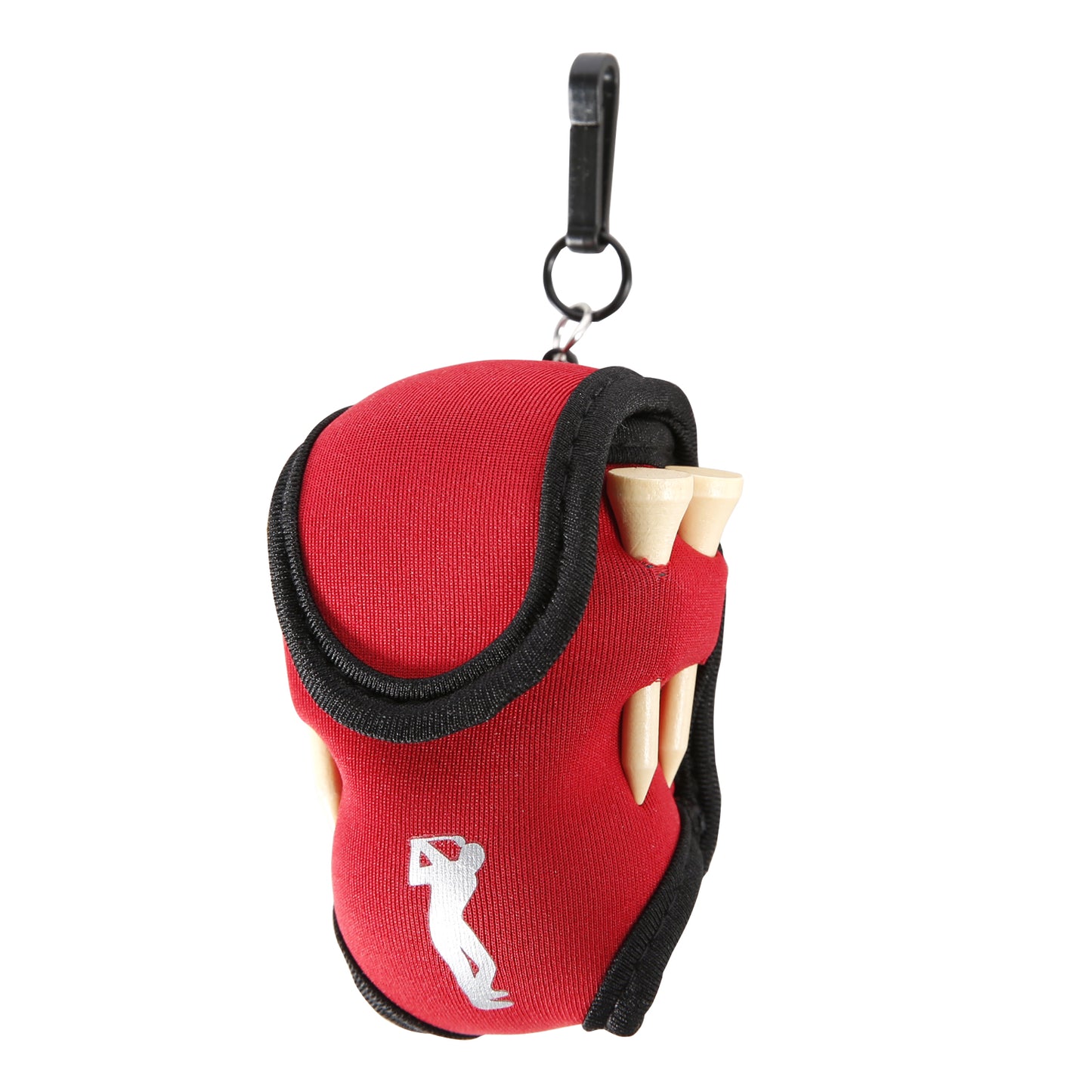 Golf Ball Carry Bag with Clasp Holds 2 Balls & Tees Trouser Attachment Red Golf Accessorise FoneFunShop