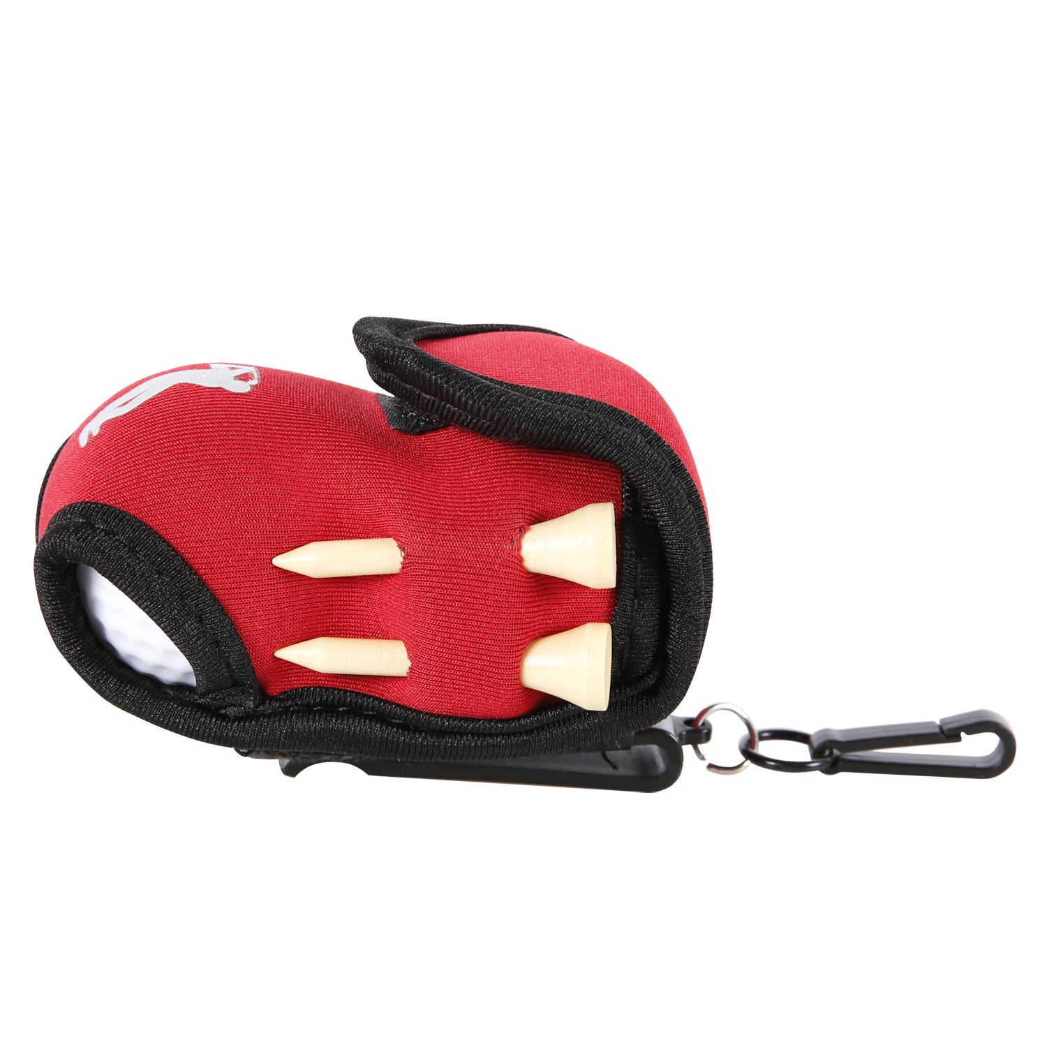 Golf Ball Carry Bag with Clasp Holds 2 Balls & Tees Trouser Attachment Red Golf Accessorise FoneFunShop