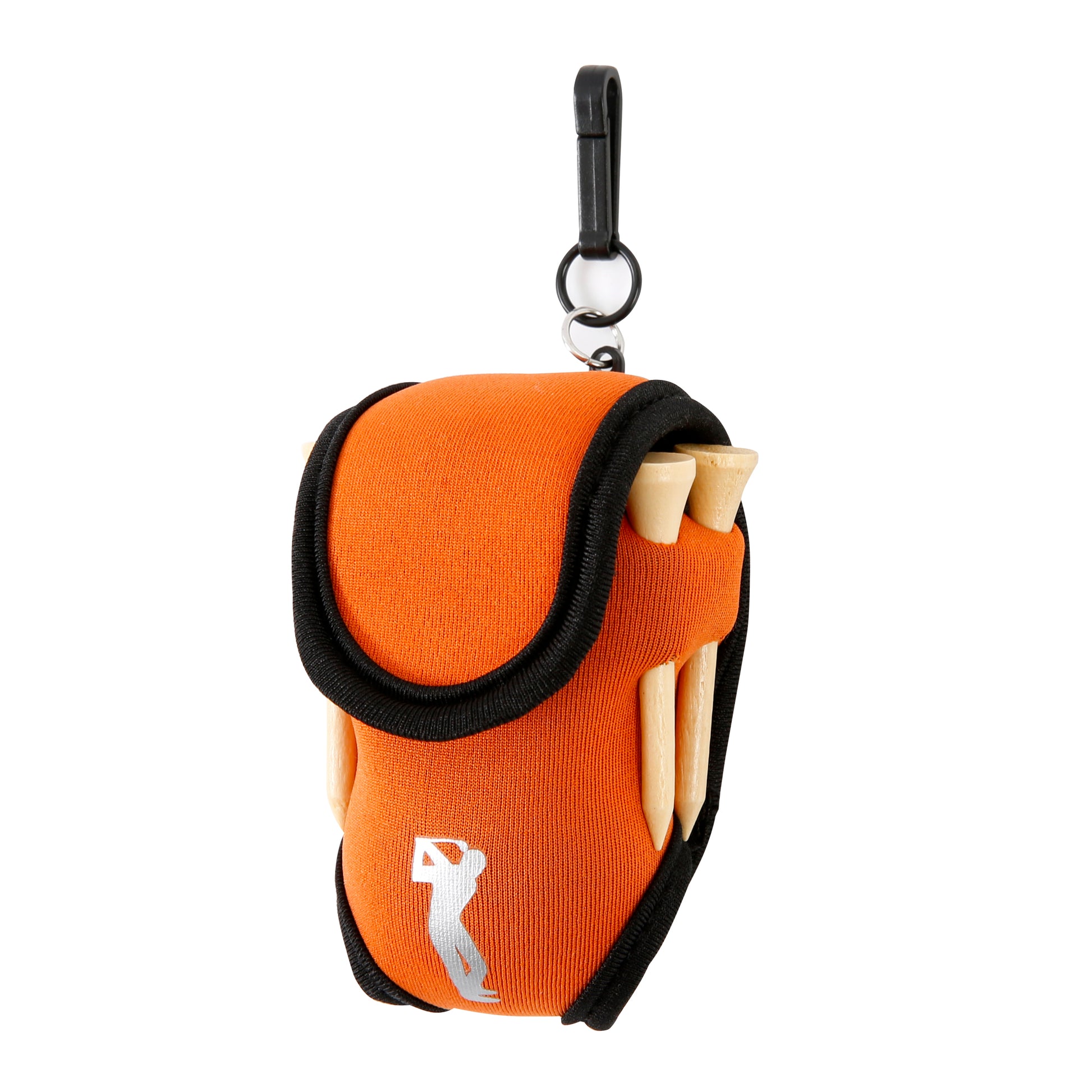 Golf Ball Carry Bag with Clasp Holds 2 Balls & Tees Trouser Attachment Orange Golf Accessorise FoneFunShop