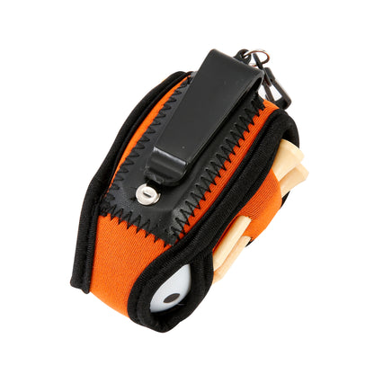 Golf Ball Carry Bag with Clasp Holds 2 Balls & Tees Trouser Attachment Orange Golf Accessorise FoneFunShop