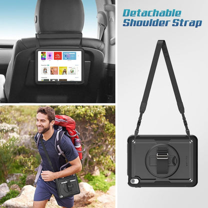 Case for iPad A16 11th/10th Gen 2025/2022 (11/10.9 Inch) Frosting-Anti-Slip Shockproof Case with Screen Protector 360 Rotating Hand Strap/Stand Pencil Holder Black Case Cover FoneFunShop