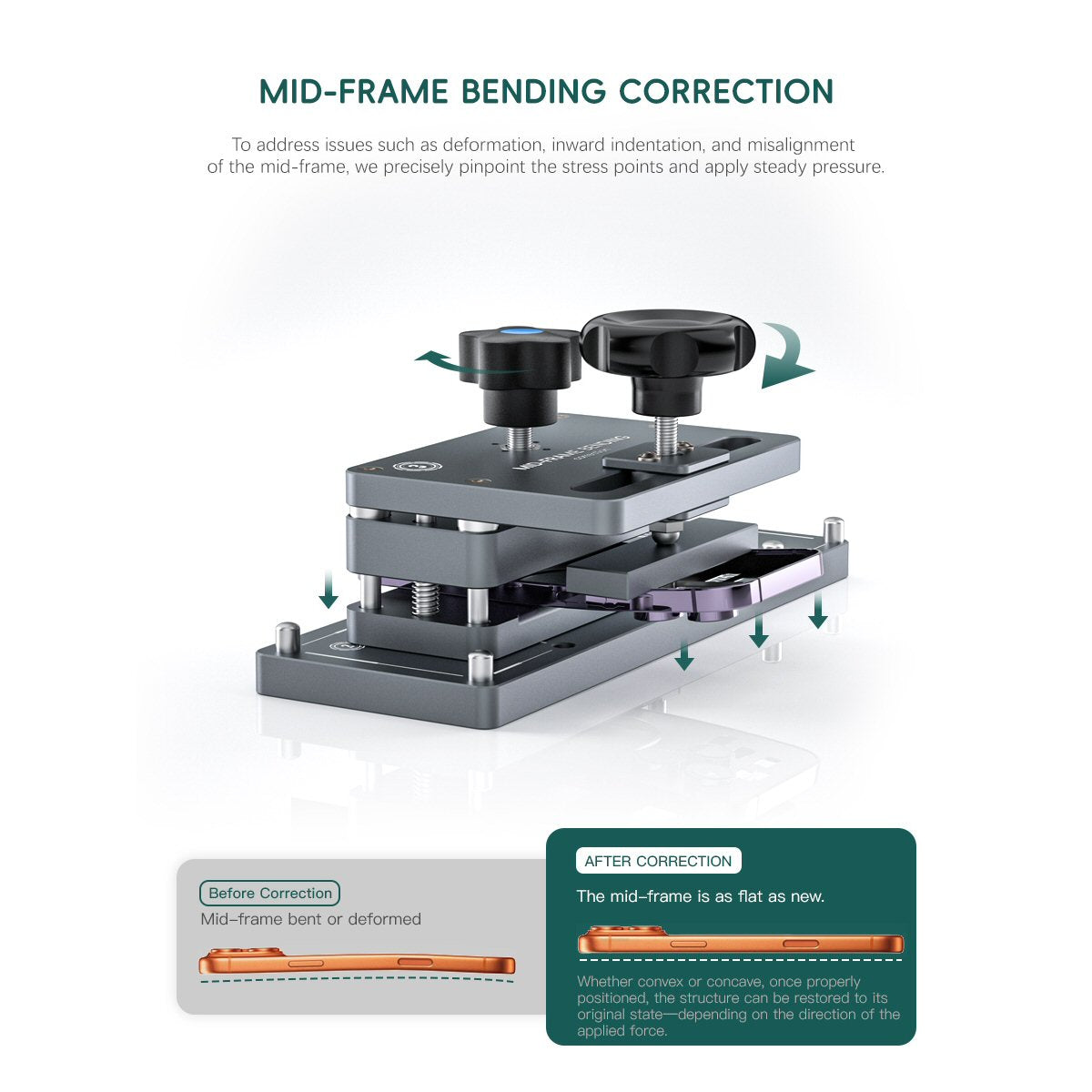 Frame Straightening Tool For Phone Repair TBK-215B 3-in-1 Corner, Edge and Chassis