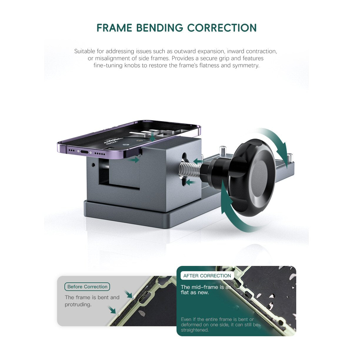 Frame Straightening Tool For Phone Repair TBK-215B 3-in-1 Corner, Edge and Chassis