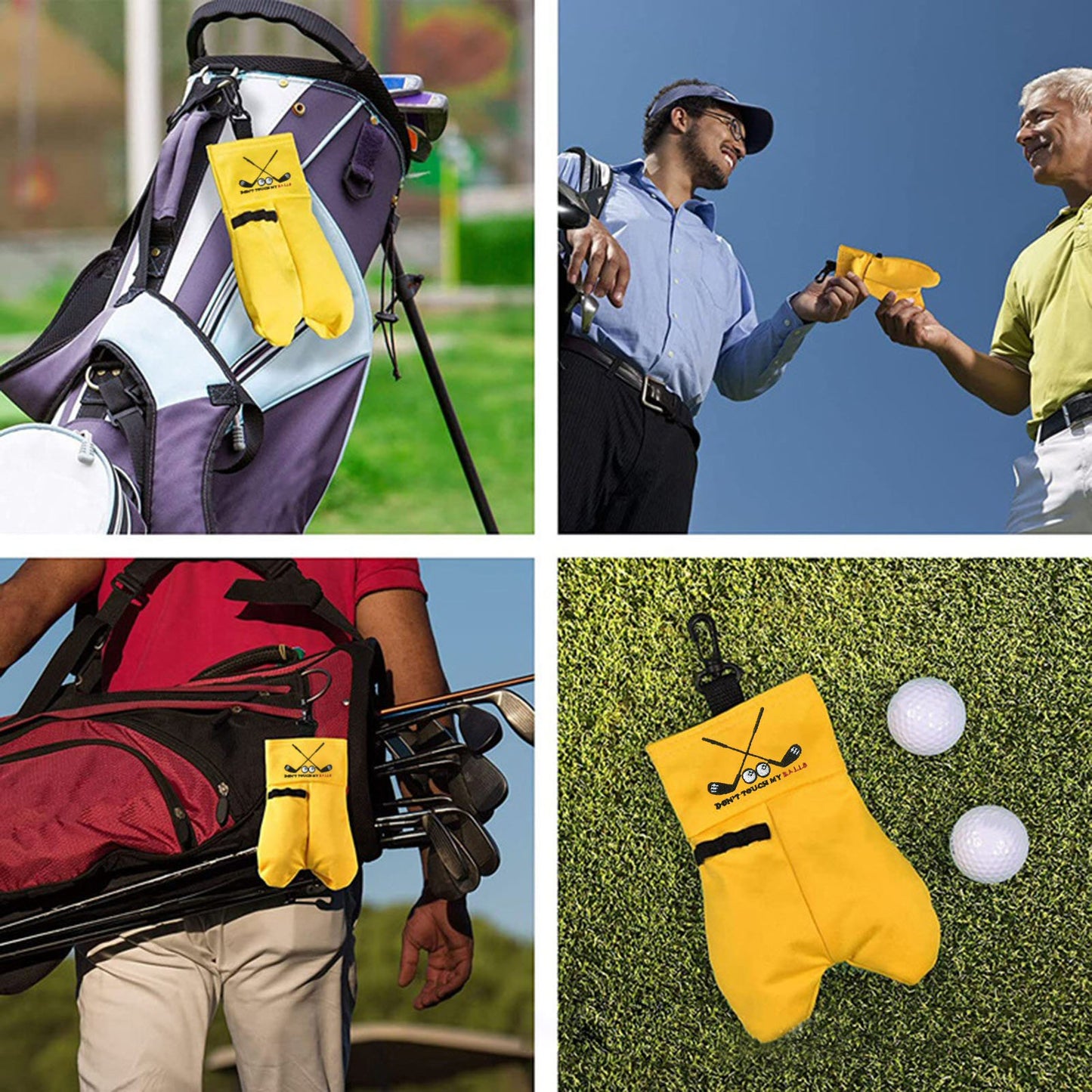 Golf Tee and Ball Holder with Carabiner Hook Holder Clasp in Yellow Golf Accessorise FoneFunShop