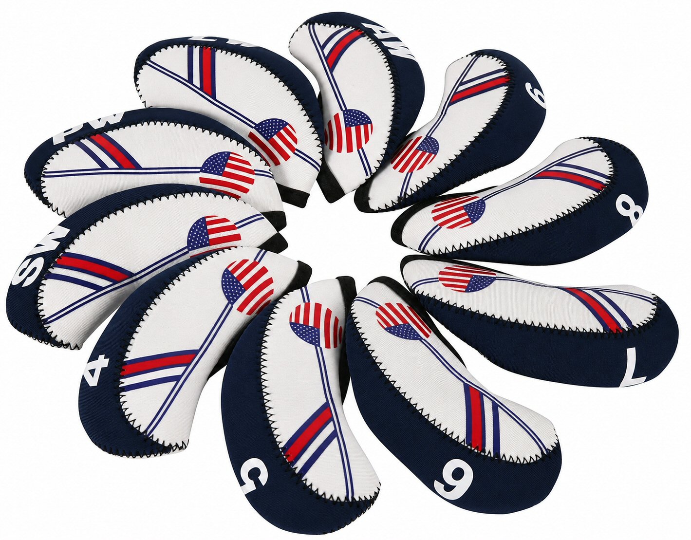 Golf Club Iron Head Covers Protector Headcover Set USA in Navy Blue 10 Pcs Golf Accessorise FoneFunShop