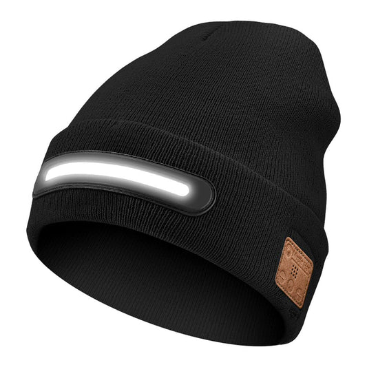 Warm Beanie Hat with Integrated LED Front Light and Bluetooth Music Earphones Hat FoneFunShop
