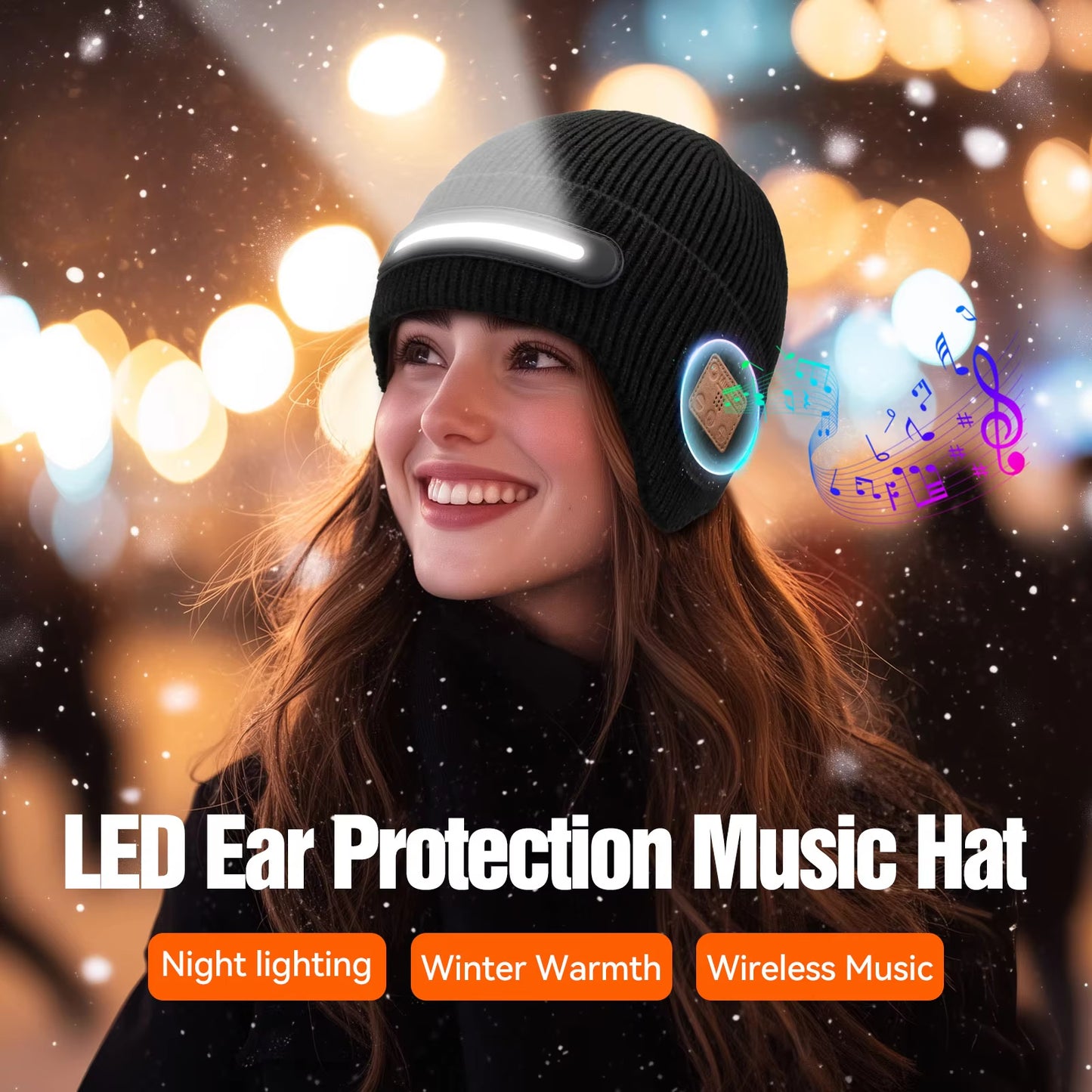 Warm Beanie Hat with Bluetooth Music Earphone LED Lights Hat FoneFunShop