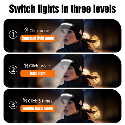 Warm Beanie Hat with Bluetooth Music Earphone LED Lights Hat FoneFunShop