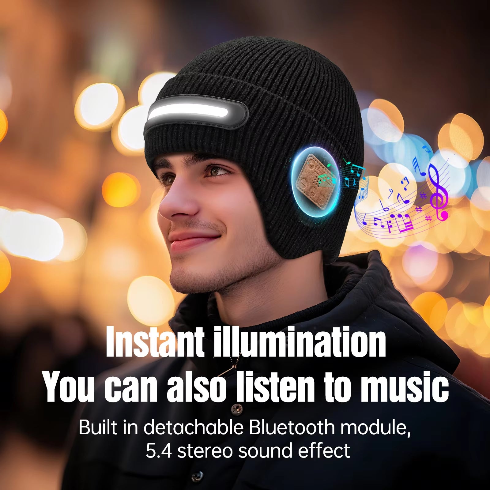 Warm Beanie Hat with Bluetooth Music Earphone LED Lights Hat FoneFunShop