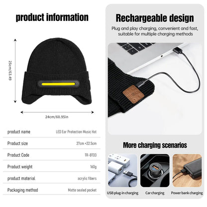 Warm Beanie Hat with Bluetooth Music Earphone LED Lights Hat FoneFunShop