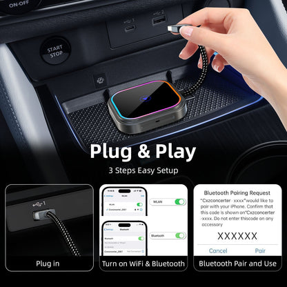 Wireless Bluetooth Car Stereo Adapter for Apple Carplay and Android Auto - USB-C Car FoneFunShop