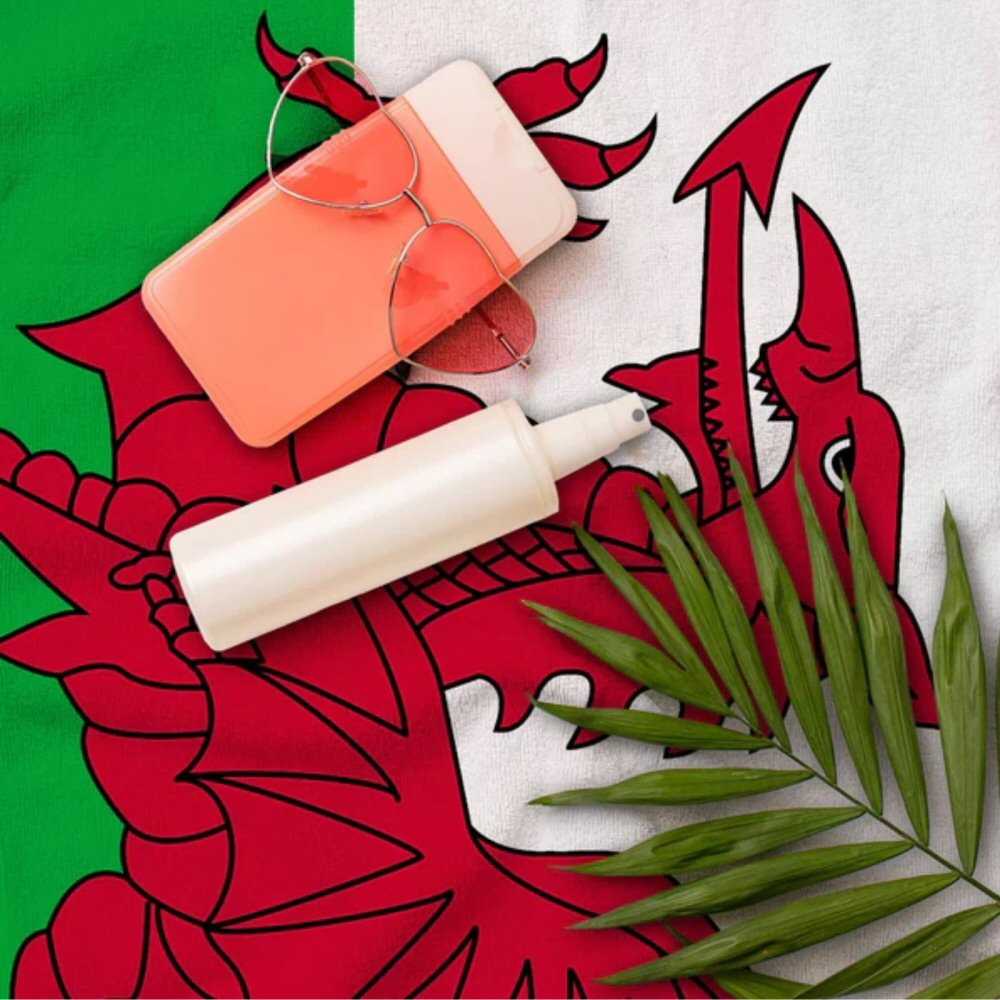 100% Cotton Wales Welsh Flag Printed Beach Towel