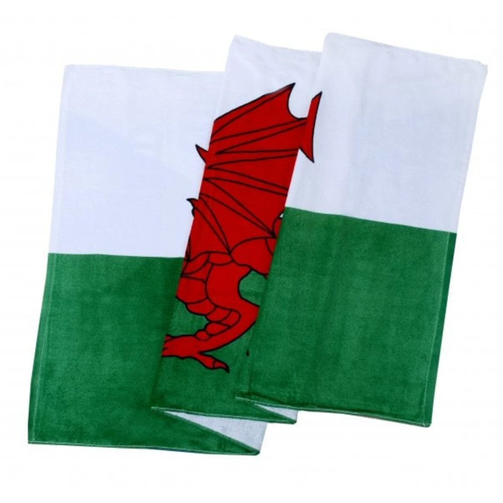 100% Cotton Wales Welsh Flag Printed Beach Towel