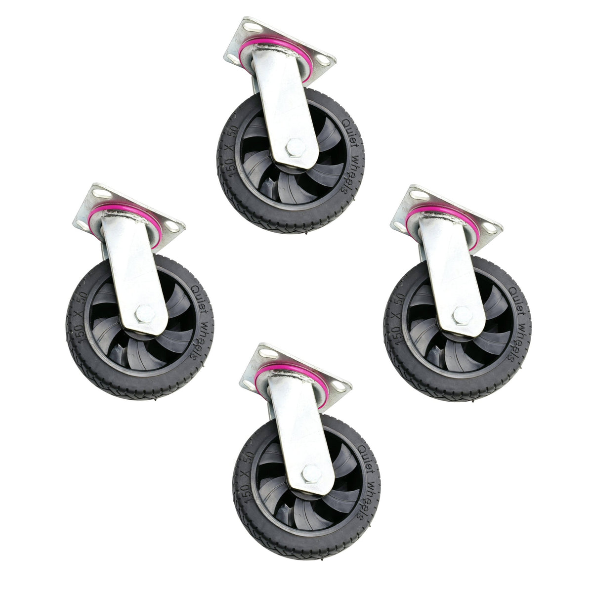 6 Inch 150mm Heavy Duty Rubber Swivel Castor Wheel For Trolley Dolly Caster (Pack of 4)