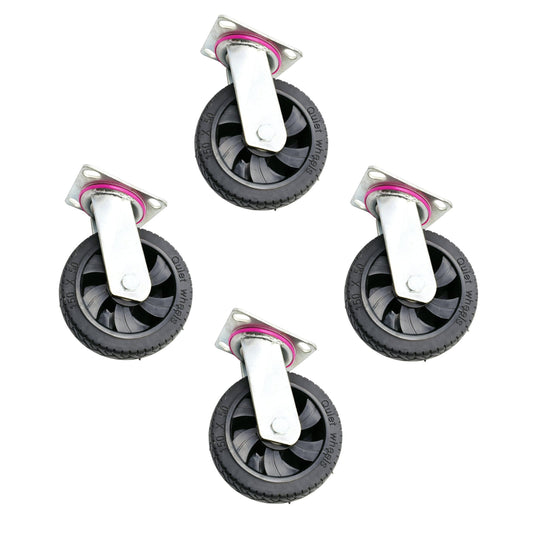 6 Inch 150mm Heavy Duty Rubber Swivel Castor Wheel For Trolley Dolly Caster (Pack of 4) Wheel FoneFunShop