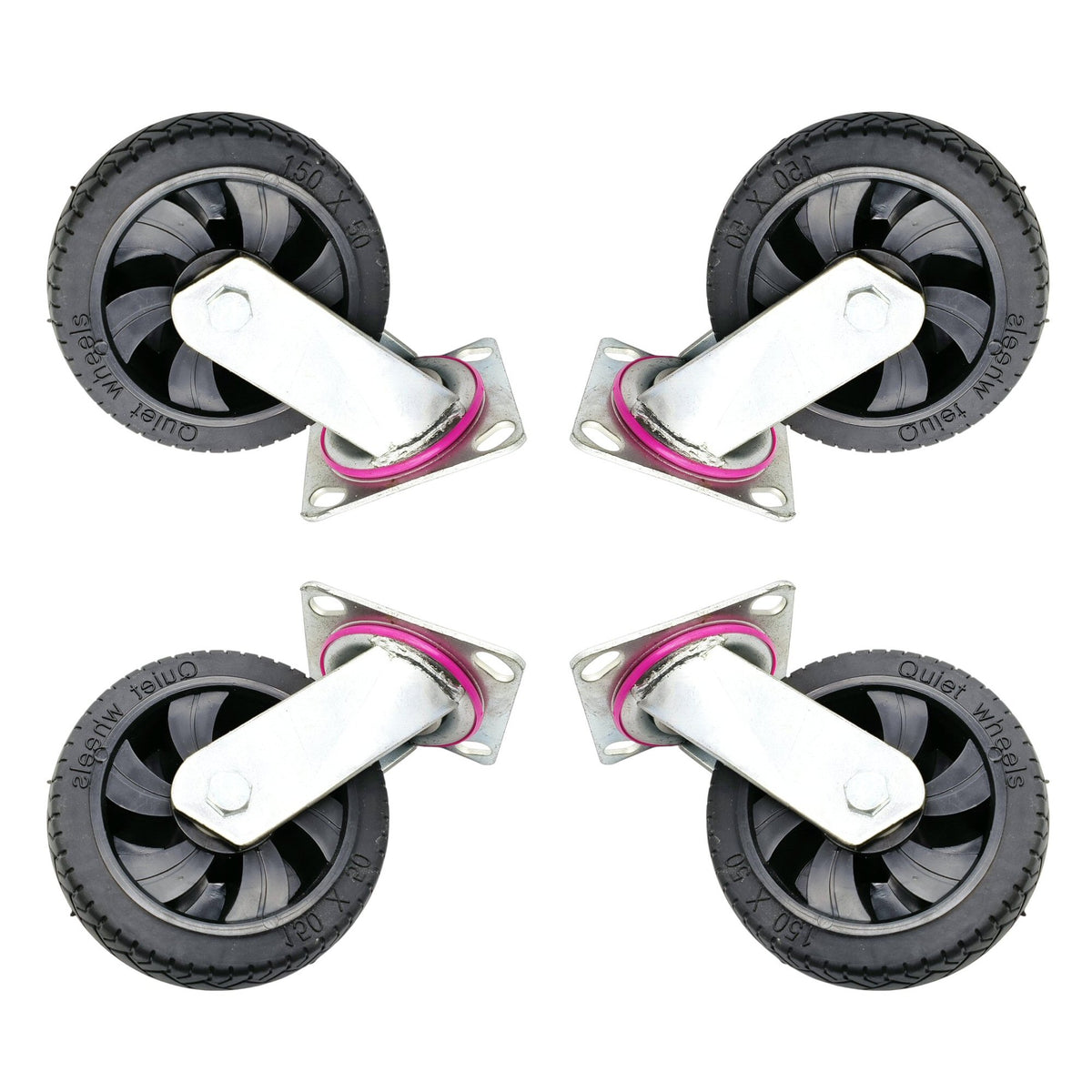 6 Inch 150mm Heavy Duty Rubber Swivel Castor Wheel For Trolley Dolly Caster (Pack of 4)