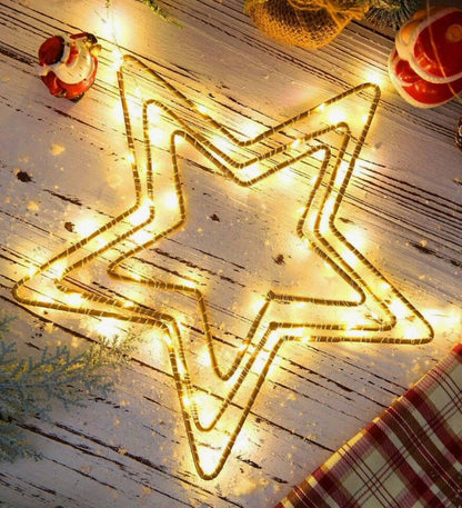 Festive Golden Star Trio - 3 Piece Beautiful LED Christmas Decoration Set Christmas FoneFunShop