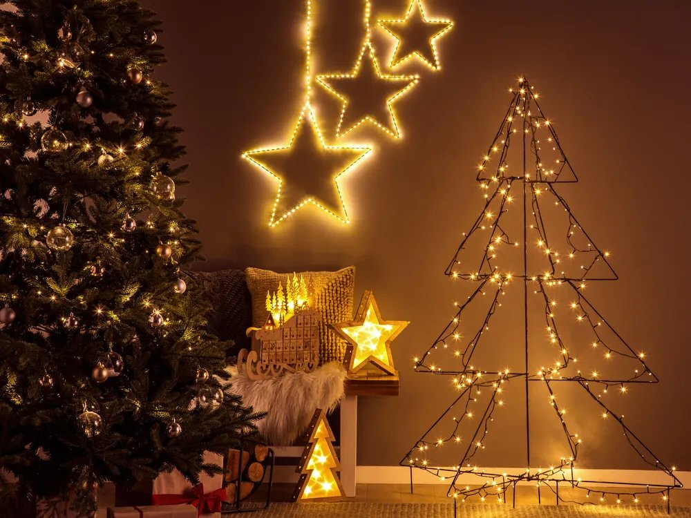 Festive Golden Star Trio - 3 Piece Beautiful LED Christmas Decoration Set Christmas FoneFunShop