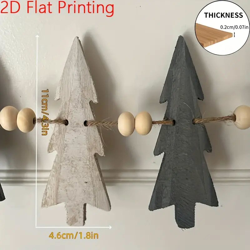 Christmas Garland Wooden Bead Wreath Rustic 12 Tree Design Home Decor Christmas FoneFunShop