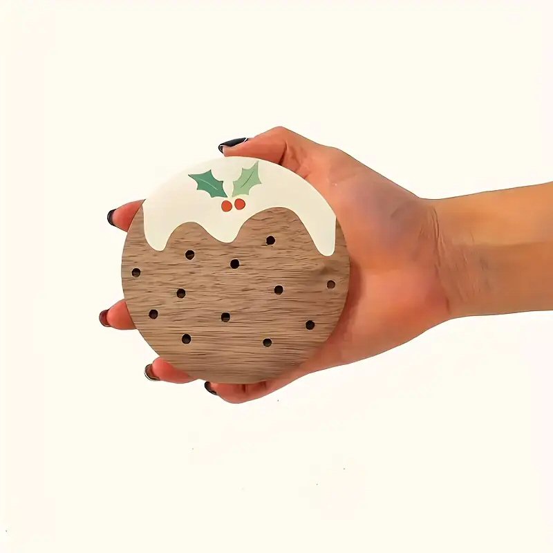 6-Piece Wooden Christmas Pudding Coaster Set - Festive Table & Home Decor Christmas FoneFunShop