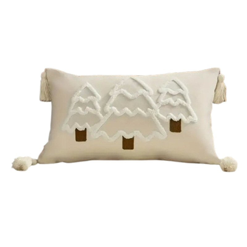 Christmas Bolster Cushion Cover Tree Embroidery 30x50cm Festive Home Decor Christmas FoneFunShop