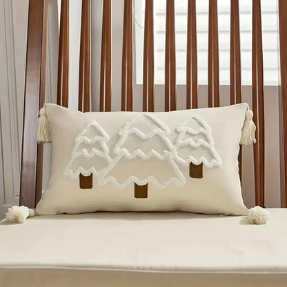 Christmas Bolster Cushion Cover Tree Embroidery 30x50cm Festive Home Decor Christmas FoneFunShop