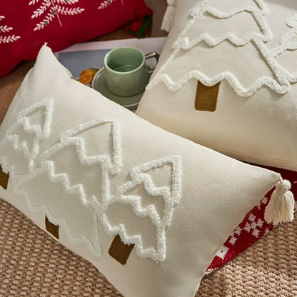 Christmas Bolster Cushion Cover Tree Embroidery 30x50cm Festive Home Decor Christmas FoneFunShop