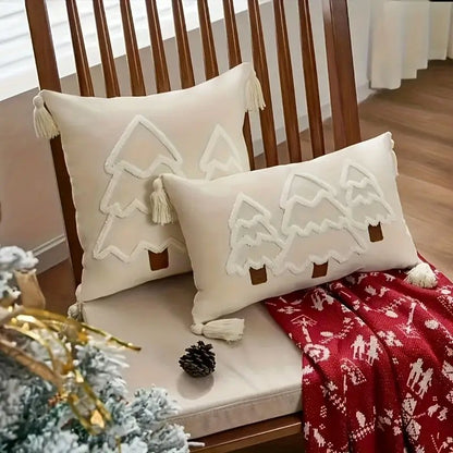 Christmas Bolster Cushion Cover Tree Embroidery 30x50cm Festive Home Decor Christmas FoneFunShop