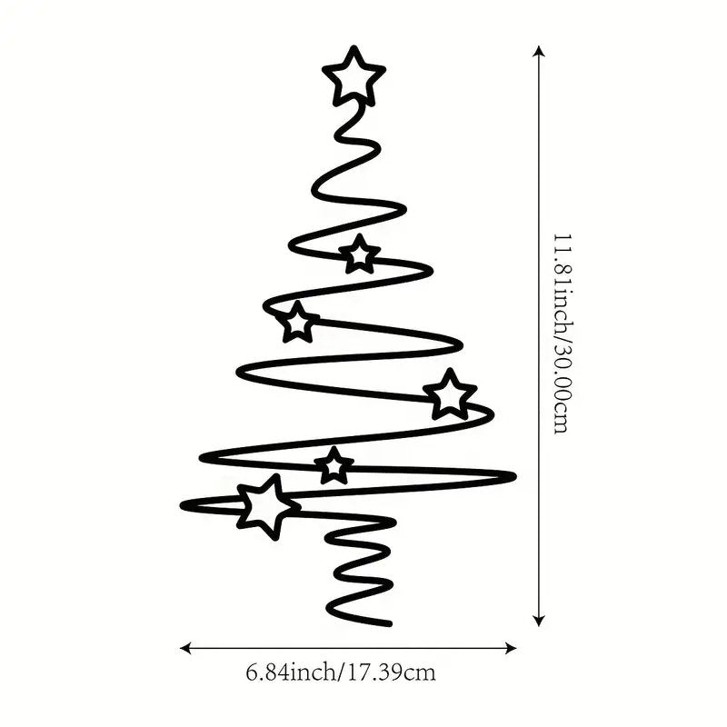 Metal Christmas Tree Wall Art Black Star Design - Festive Holiday Home Decor Christmas Wall Art FoneFunShop