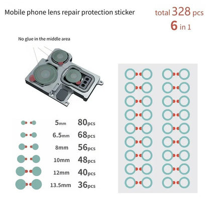 Phone Camera Lens Protection Stickers 328pcs in 6 sizes Anti-Scratch Dust-Proof YCS Adhesive FoneFunShop