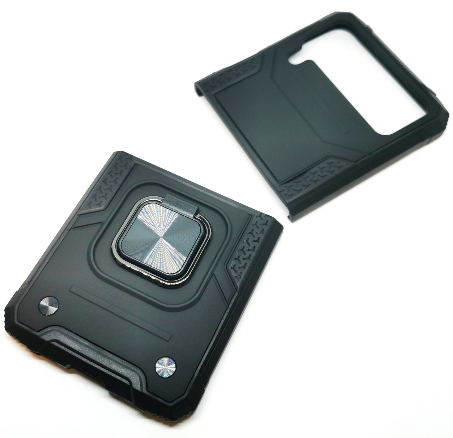 Case For Samsung Z Flip 4 Luxury PU Leather Flip Wallet Black Case Cover FoneFunShop