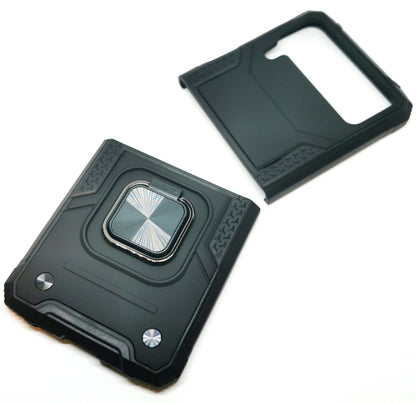 Case For Samsung Z Flip 4 Luxury PU Leather Flip Wallet Black Case Cover FoneFunShop