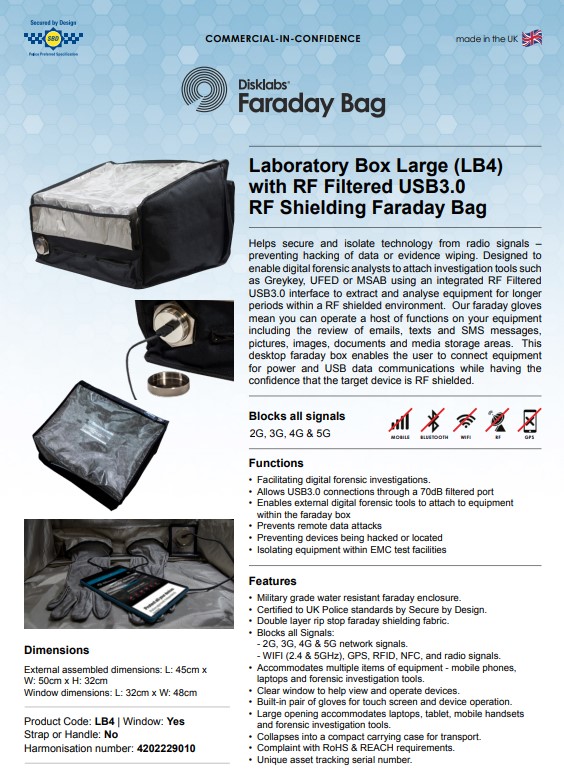 Laboratory Box Large (LB4) – RF Shielding Faraday Bag  FaradayBags.com –  RF Shielded Faraday Bags by Disklabs